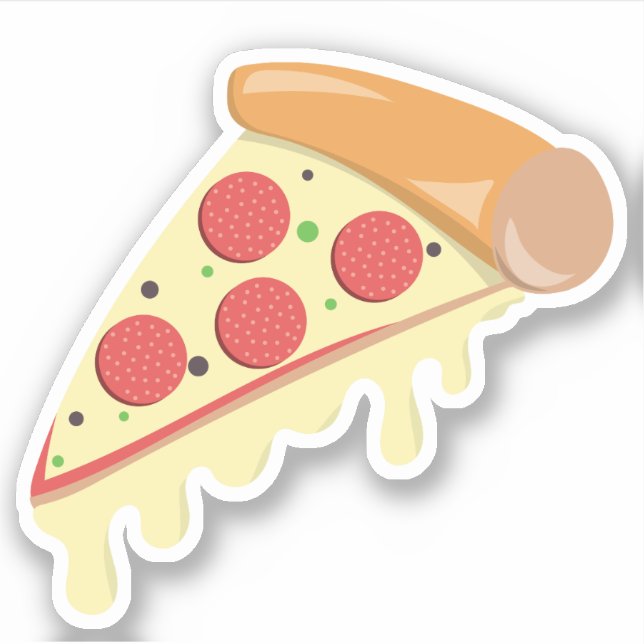 Sticker Pizza tranche de fromage fondu pepperoni cool (Devant)