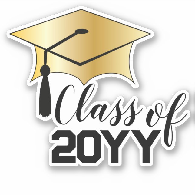 Sticker Plafond de diplôme - Tassel Classe d'or noir Année (Devant)