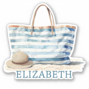 Sticker Plage Bleu et Bleu Blancs Fourre-tout
