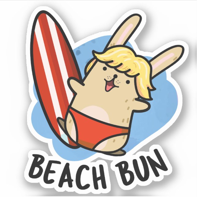 Sticker Plage Bun Funny Bunny Pun (Devant)