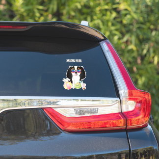 Sticker Plage Cavalier King Charles Spaniel Tri Colorée