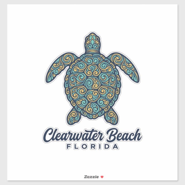 Sticker Plage de Clearwater Floride Tortue de mer Concepti (Feuille)