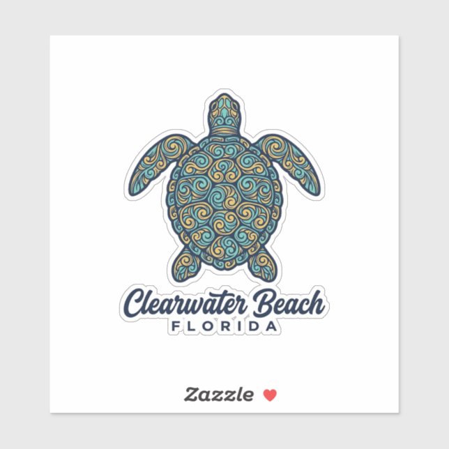 Sticker Plage de Clearwater Floride Tortue de mer Concepti (Feuille)