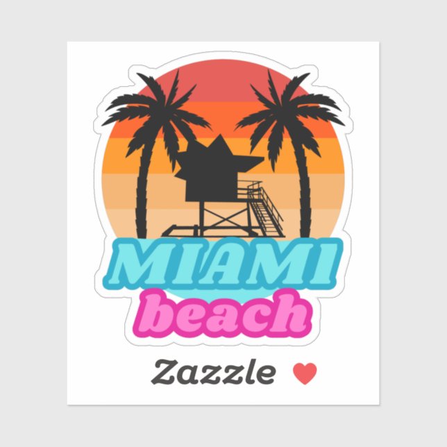 Sticker Plage de Miami Heure d'été Tour de garde 1 (Feuille)