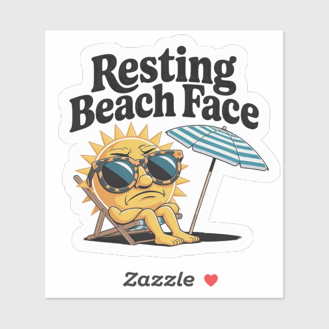 Sticker Plage de repos Face Drôle Vacances été amusant (Feuille)