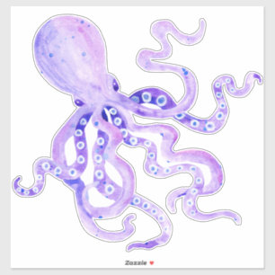 Sticker Plage d'Octopus de lavande violette Décor océaniqu