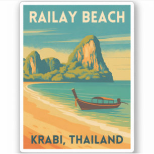 Sticker Plage du chemin de fer rétro Vintage voyage Krabi 