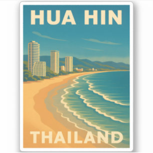Sticker Plage du Vintage voyage rétro Hua Hin Thailand