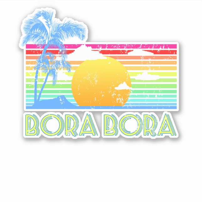 Sticker Plage vintage de Bora Bora (Devant)