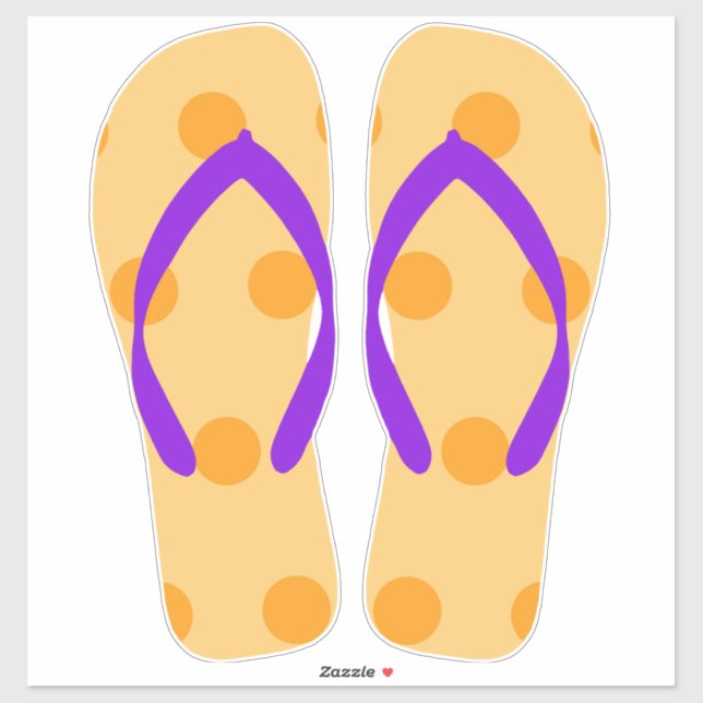 Sticker Plage violet orange Flip Flops Plage Sandales (Feuille)