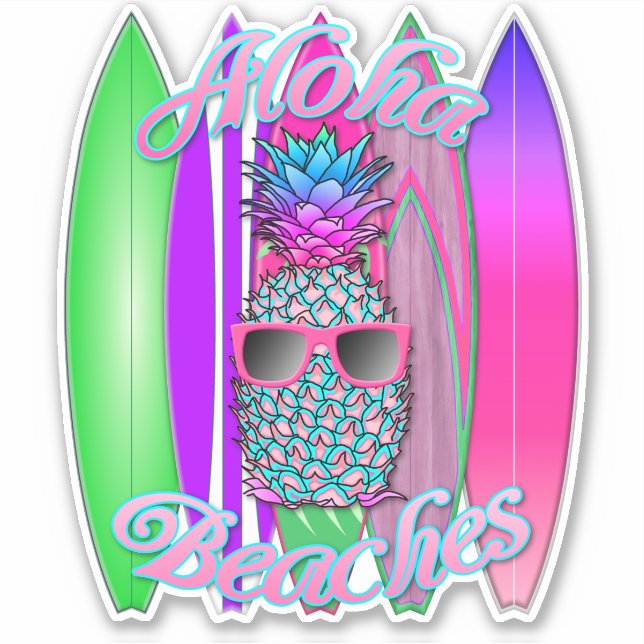 Sticker Plages Tropical Aloha Plages Amusants Surfing Anan (Devant)