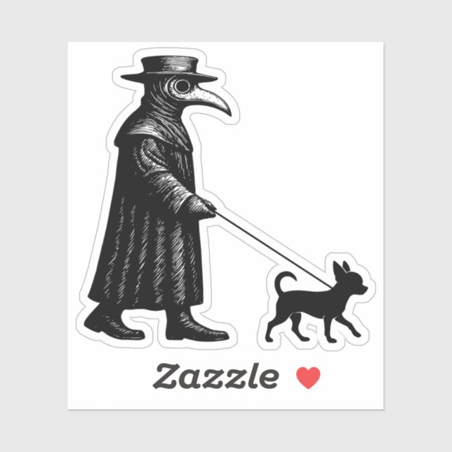 Sticker Plague Doctor Walking Chihuahua (Feuille)