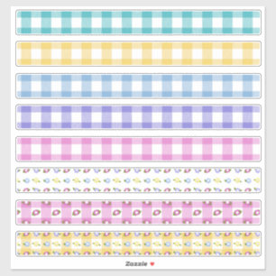 Sticker Plaids de fleurs de printemps de Pâques