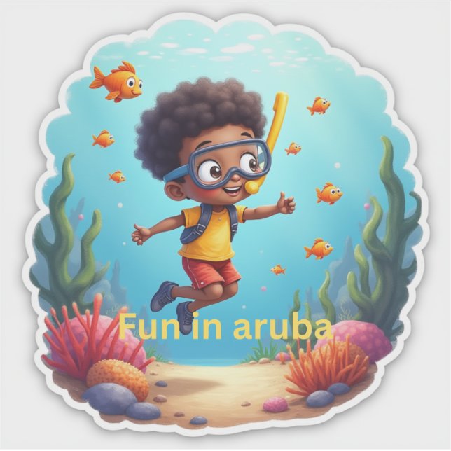 Sticker Plaisir de plongée libre à Aruba (Devant)