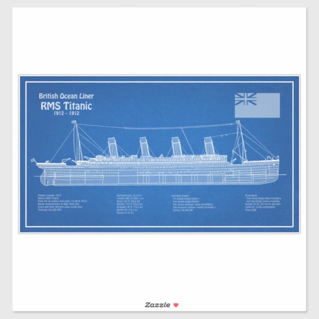 Sticker Plan directeur du navire Titanic RMS ABD (Feuille)