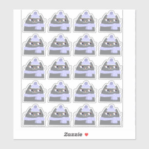 Sticker Planche d'autocollants de chat d'hiver 20 chatons