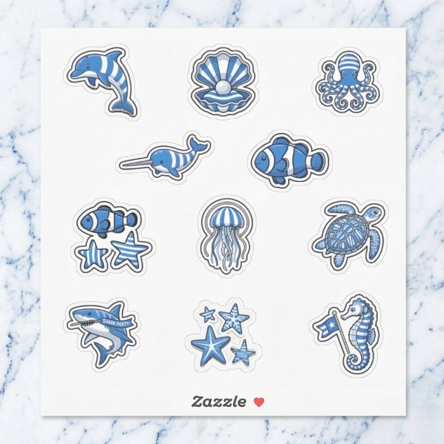 Sticker Planche d'autocollants Deep Blue sur le thème de l (Make a splash with every sticker.)