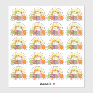 Sticker Planche d'autocollants Joyeuses Pâques Chat 20 œuf