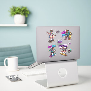 Sticker Planche d'autocollants Neon Skater Super Maman Rad