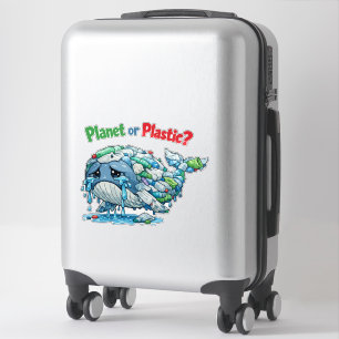 Sticker Planète ou plastique ? Sauvez la baleine de l'océa