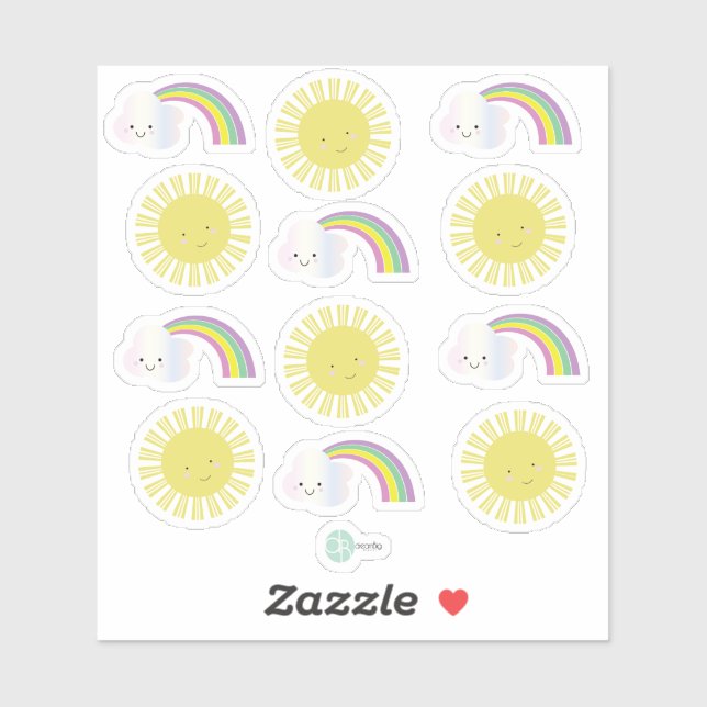 Sticker Planificateur de collection Sunshine Rainbow Kawai (Feuille)