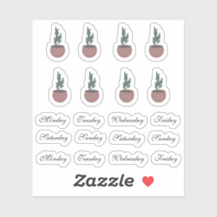 Sticker Planificateur de jours de la semaine pour plantes 