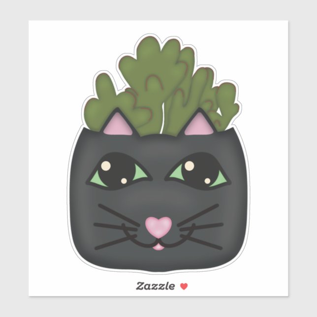 Sticker Plante Jade Chat Noir (Feuille)