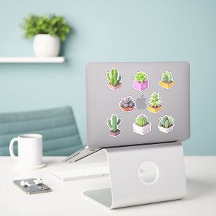 Sticker Plante Poted Succulents