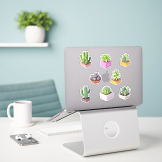 Sticker Plante Poted Succulents