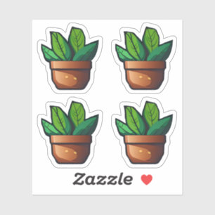 Sticker Plante vert feuilles à Terra Cotta - Plante pointé