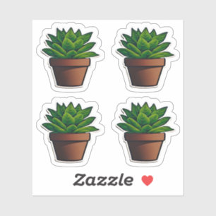 Sticker Plante vert feuilles en Terra Cotta Pot Rustique