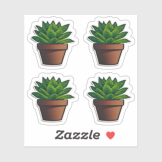 Sticker Plante vert feuilles en Terra Cotta Pot Rustique