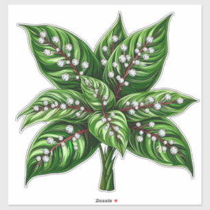 Sticker Plante verte luxueuse avec feuilles serties de dia