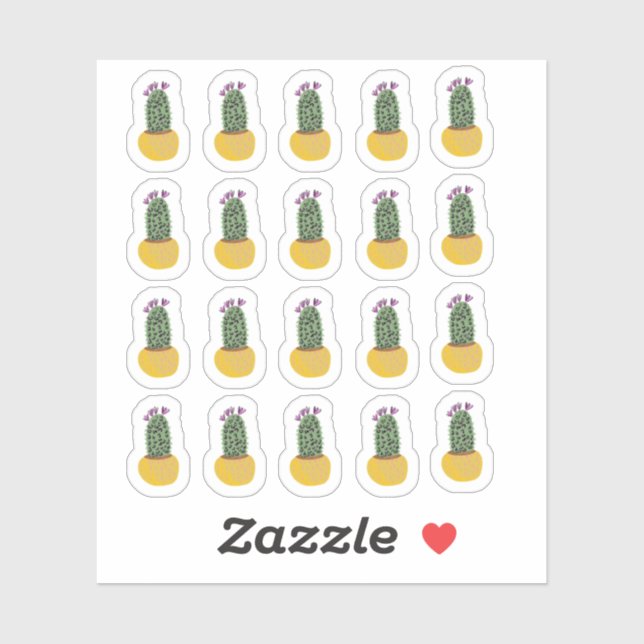 Sticker Plantes de cactus dessin cheetah (Feuille)