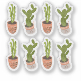 Sticker Plantes de cactus modernes en pot dessinées à la m