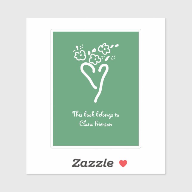 Sticker Plaque de réservation Coeur vert et blanc (Feuille)