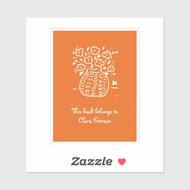 Sticker Plaque de réservation orange et blanc Vase (Feuille)