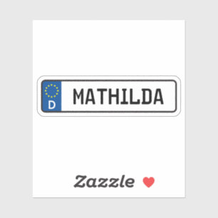 Sticker Plaque d'immatriculation allemande Mathilda