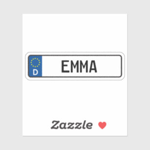 Sticker Plaque Emma allemande de licence de voiture