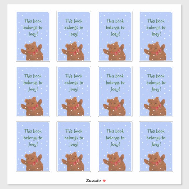 Sticker Plaques de livres de l'ours en peluche (Feuille)