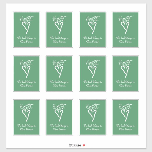Sticker Plaques de réservation Coeur Vert et Blanc (Feuille)