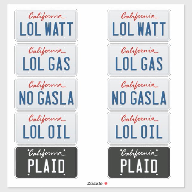 Sticker Plates-formes de licence California Set (Feuille)
