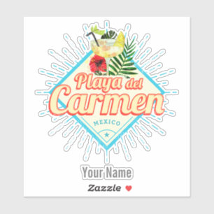 Sticker Playa del Carmen Mexique Retro Cocktail Vintage