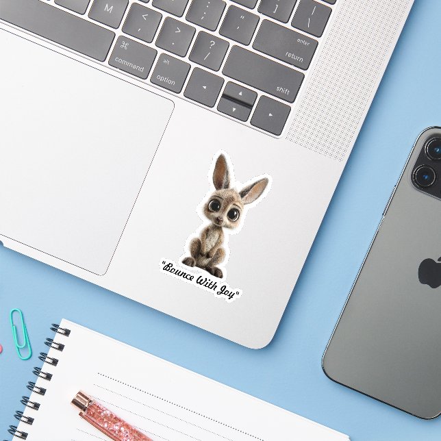 Sticker "Playful Roo Friend" (Ordinateur portable avec iPhone)