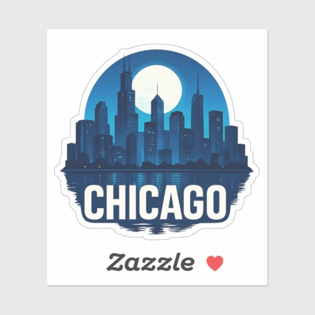Sticker Pleine lune Skyline de Chicago (Feuille)