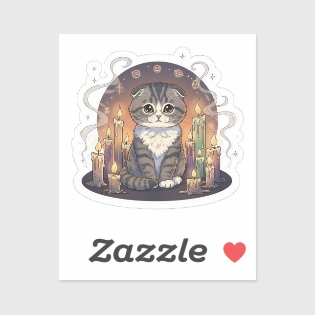 Sticker Pliage circulaire à bougie - Chat à plat écossais  (Feuille)