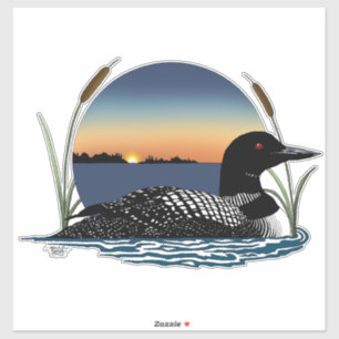 Sticker Plongeon commun serein Coucher de soleil Bleu Faun