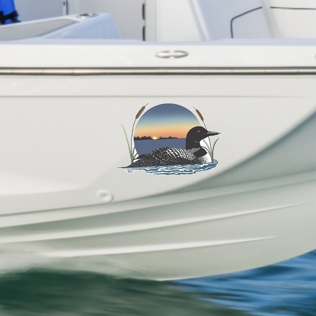 Sticker Plongeon commun serein Coucher de soleil Bleu Faun (Créateur téléchargé)