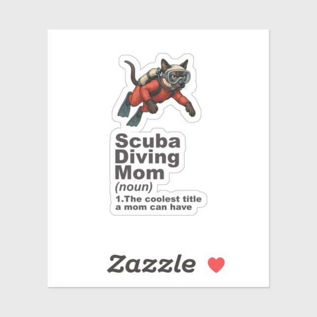 Sticker Plongeur Chat Siamois Scuba Maman (Feuille)
