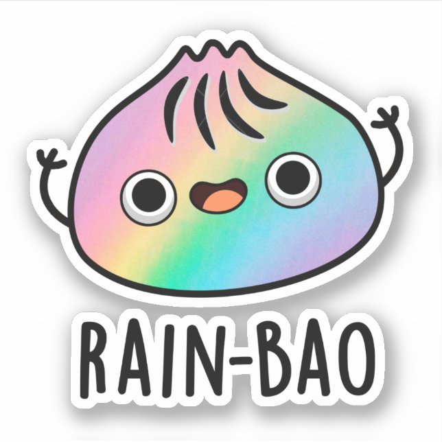 Sticker Pluie-bao Funny Arc-en-ciel Dimsum Bao Pun (Devant)